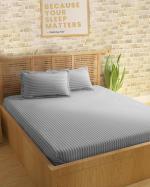 Sleeping Owls Cotton Light Grey Bedsheet With Pillow Covers, 254 cm X274 cm (Set Of 3)