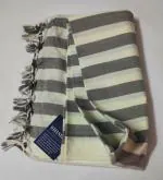 SHISHIR Handloom Bhagalpuri Single Size Light Weight Pure Cotton Blanket/Soft Chaddar/Bedsheet/Top Sheet/Throw Blanket/Black White Color Stripes 60x90 inches