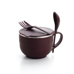 DeoDap Stainless Steel Noodle & Soup Bowl with Handle & Spoon, Airtight and Leak Proof Bowl for Pasta, Soup, Rice, Maggie Food Container for use in Kitchen, School, Office, Travel (Multicolor)