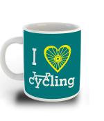 Whats Your Kick I Love Cycling Quotes With Light Blue Background Printed White Ceramic Coffee Mug 325 ML