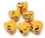 LOVEUNLIMITED Pack of 6 Ceramic Pack of 6 Ceramic Yellow Emoji Smiley Coffee Mug Tea Cup Set, 120ml, Set of 6 Coffee Mugs/Tea Cups (Proudly Hand Made in India by Our Local artisans) (Yellow, Cup Set)
