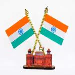 SoilMade Indian Flag With Red Fort Multicolor Size Appox 8 CM
