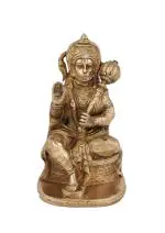 Arihant Craft God Hanuman Idol Handcrafted Showpiece - 20 cm (Brass, Gold)