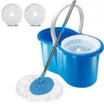 JAINSTAR Floor Cleaning Spin Mop 360 Stainless Steel Stick Rod with Bucket & Refill (Dark Blue)