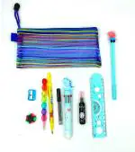 POKSI Combo Stationary Art Plastic Pencil Box l Set of 10 Multicolor