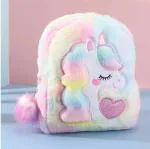 Ledzz Unicorn Bag Soft Rainbow Plush Fur Cute Children Toy School Shoulder Backpack Bag - 29 cm