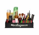 Future Works Wooden 9 Compartments Multi Purpose Dressing Table Organizer| Makeup SkinCare Organiser| Make Up and Jewellery Organizer| Makeup Organizer For Women, Girls (Insta Queen Black) [ '30.48 ', ' 22.86 ', ' 6.35 cm']