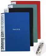 Shining Zon A4 Punchless Clip File with Pocket Timex Clip File Folder for Office documents and Certificate Plastic (Pack of 20)