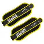 De Jure Fitness Ankle Weight 1.5Kg x 2Pc Ankle Weights for Running, Jogging, Cycling, Exercise, Gym, Workout, Yellow (1.5 KG Pair)