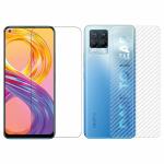 Kite Digital Realme 8 Pro Back Screen Protective Film Carbon Fiber Skin Transparent Sticker + Transparent Tempered Glass Screen Protector with Full Screen Coverage [Except Edges]
