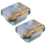 Freshee 20pcs Pack of 2 x 10 Each Aluminium Silver Foil Container 450ml Disposable With Lid For Food Storage, Baking, Roasting, Freezing, Parcel