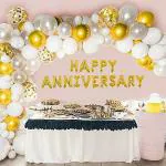 Party Midlinkerz Rubber Happy Anniversary Confetti Rubber Balloon Decoration Kit (Pack of 37)