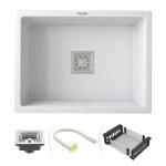 Ruhe Crystal White Quartz Single Bowl 24x18x9 inches Kitchen Sink | Quartz Single Bowl Kitchen Sink | Matte Finish | Kitchen Sink/Waste pipe/Sink Coupling