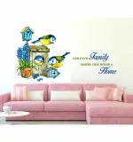 WOLPEP Multicolor Vinyl Family Quotes with Birds Wall Sticker