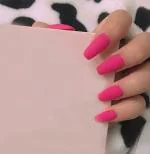 Secret Lives Acrylic Press on Nails Designer Artificial Nails Extension Hot Pink 24 pcs Set with Glue Sheet