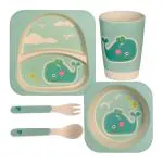 Polka Tots Eco-Friendly Bamboo Fiber Whale Crockery Set Multi
