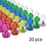 LifeKrafts Magnetic Push Pins ( 7 Assorted Colors, Pack of 20 )