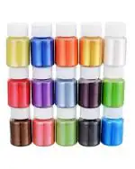 WorldWesties Mica Fine Powder 15 Colours for Making Cosmetic, Candle Making, Arts And Crafts, Bath Soaps, Different Colors, Nail Art, Resin Multicolor 15g Each Pack Of 15