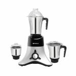 Pringle Pluto, 750W Mixer Grinder with 3 Stainless Steel Leak-proof Jars, Black & White