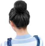 Clixfox Women Black Synthetic Fiber Chignon Buns Juda Hair Extension 4.5inch (Pack of 1)