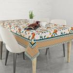Astitva Premium 100% Cotton Dining Table Cover 8 to 10 Seater, Birds and Floral Printed Cotton Table Cloth/Table Protector for Center Table, 60