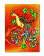 Tamatina Multicolor Kerala Mural Art Peacock Traditional Art Canvas Painting - 13X10 Inch