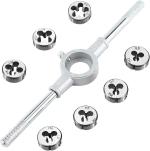 UP TO DATE PRODUCTS 8pcs Round Die Stock Handle Wrench Set, M3 M4 M5 M6 M8 M10 M12 Metric Threading Dies & 25mm (1