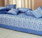 Satalhome Blue Floral Cotton Diwan Set