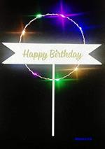 SHANAYA Happy Birthday Topper Decoration LED Light Kit (29cm x 19cm x 1cm)