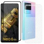 IQOO NEO 6 5G (2N1) Combo Pack FULL TEMPERED GLASS + Back Screen Protector By Ctel, Ultra clear, 3D Carbon Fiber Ultra-Thin, & Full Glue Tempered + Back Cover Mobile Screen protector