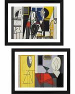 DECOR ADVENTURES Painter and Modeland The Studio by Pablo Picasso Wall Painting 16 x 21 inch (Pack of 2)