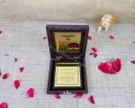 GoldGiftIdeas 24K Gold Plated Square Holy Kaaba Kuran Sharif Photo Frame Box, Islamic Return Gift, Best Islamic Gift, Kaaba Wooden Photo Gift, Eid Gift