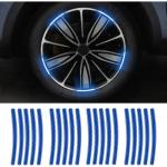 CARIZO 3D VIEW Reflective Wheel Tire Rims Stripes Stickers (Pack of 20, Blue) Decals Exterior Accessories Compatible with Mahindra XUV 300