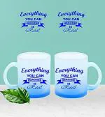 AKP SUBLIMATION English Quote Froasted Blue Glass Mug (325 ml)