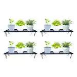 USM ENTERPRISES Modern Indoor & Outdoor Metal Planter Stand || Indigo Galvanized Metal Planter stand Garden/Balcony/Flower Pot Stand || Shelf Rack, Balcony Home Living Room Decor 24 Inch (Pack Of 4)