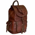 Brown Leather Backpack for Men and Women, Rucksack with Multiple Pocket Sleeves Best For Traveling 22 Inches