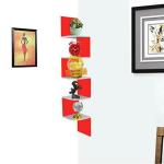 Belief Wood Red, White Engineered Wood Zig Zag Floating Wall Mount Display Storage Corner Shelf (Pack Of 11)