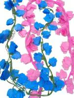 Dn Enterprises Pink, Blue Multicolor Artificial Garland Money Plant Maple Leaf Creeper Bail