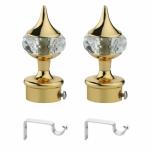 INKART Diamond Stainless Steel Curtain Bracket Parda Holder with Support 1 Inch Rod Pocket Finials Designer Door and Window Rod Support Fittings, (Gold, Pack 2)