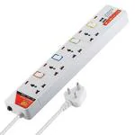 Mx 4 Way Outlet Power Strip With Universal Socket with 2 Usb Charging Port - Individual Switch With Circuit Breaker Protection Spike Guard Extension Board