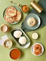 Breakfast Combo ( idli, dosa, sambar, coconut chutney, gun powder, upma)