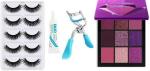 Lenon Beauty Obsessions Eyeshadow Palette Amethyst With 5 Pieces Eyelashes with Eyelash Glue and Eyelash Curler (8 Items in the set)