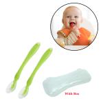 Safe-o-kid Soft Silicone Tip Spoons Set Box (2 Spoons), Blue & Green Pack of 1