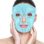 RAMNATH IMPEX Ice Face Mask for Women Hot Cold Therapy Gel Bead Full Facial Gel Mask Cold Eye Pack with Eye Hole & Plush Backing for Migraine Headache, Stress Relief - Blue I