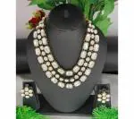 Gyaan Jewels Handmade Gold Plated Alloy Earring and Necklace Set White Free Size