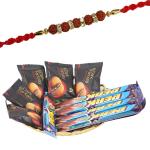 SurpriseForU Dark Fantsy & Perk Chocolate Gift Hamper, 5 Rudraksha Rakhi Gift for Brother