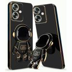 SYOTT 3D Astronaut with Folding Stand Back Cover Case Compatible for Oppo A79 5G Slim electroplated case Stand case Soft TPU Space Astronaut Theme Camera Protection | Black