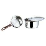 Vinod Stainless Steel Regular Saucepan (1 Litre) & Capsule Bottom Tope (1.8 Litre) with Lid(Induction and Gas Stove Friendly), 2 Years Warranty, Silver