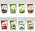 OEHB Powder Amla Reetha Shikakai Bhringraj Hibiscus Brahmi IndiGo And Henna Hair Shine For Men And Women 50 G Each (Pack of 8)