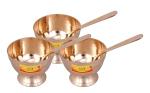 Shiv Shakti Arts Bronze Kansa Ice Cream Bowl with Spoon 180 ml (Set of 3)